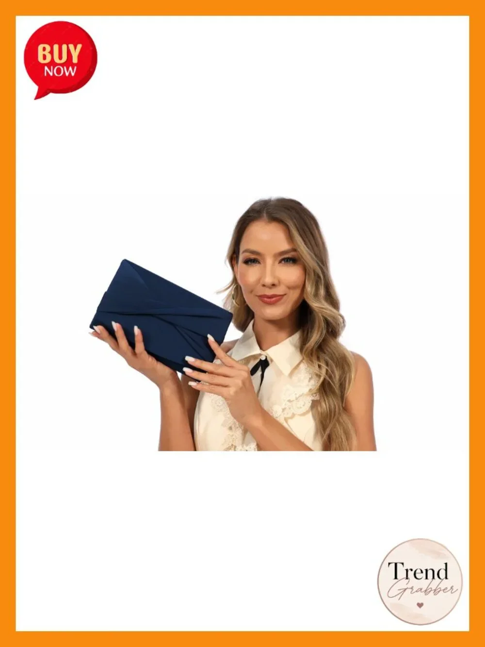 Satin Evening Clutch Purse with Detachable Chain Strap